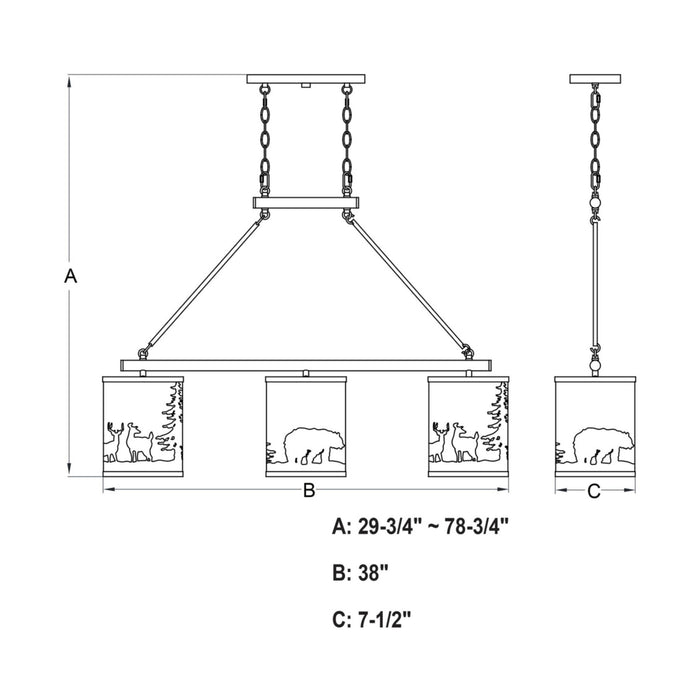 Grand Teton Chandelier Measurements | The Cabin Shack