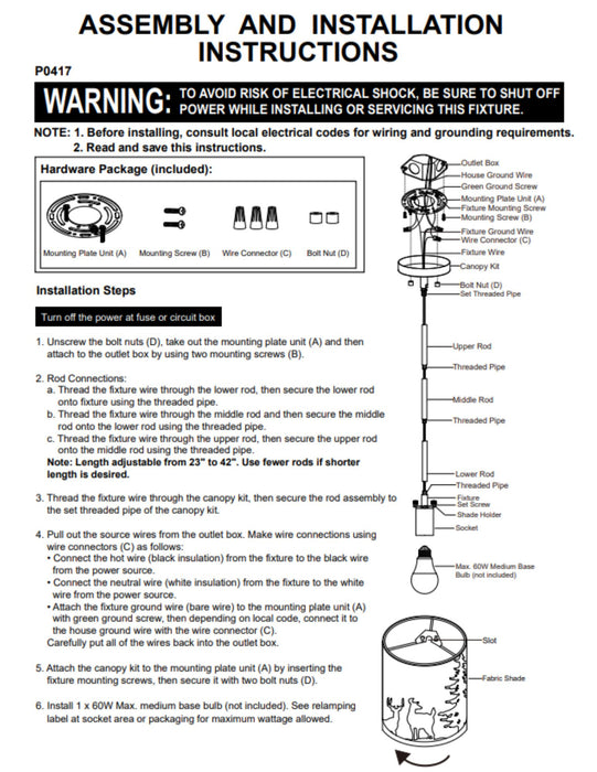 Grand Teton Mini Pendant Light Assembly Instructions | The Cabin Shack

