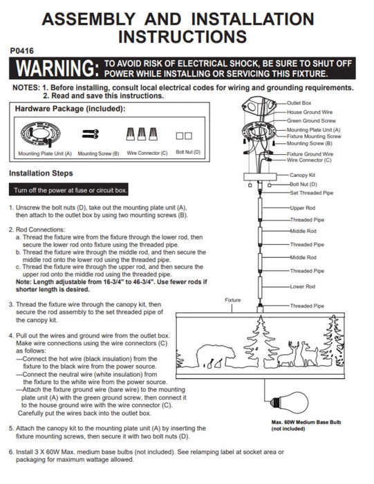 Grand Teton Pendant Light Assembly Instructions | The Cabin Shack