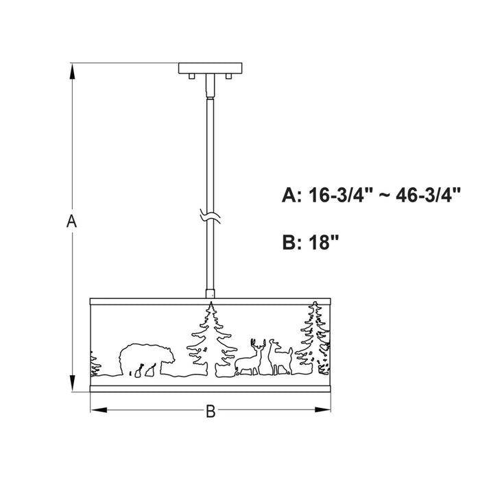 Grand Teton Pendant Light Measurements | The Cabin Shack