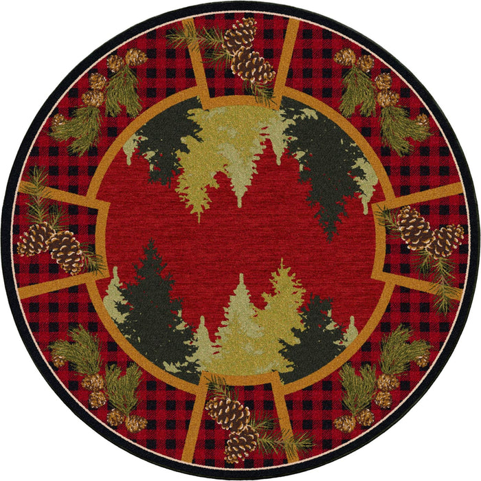 Plaid Woodland Round Rug | The Cabin Shack